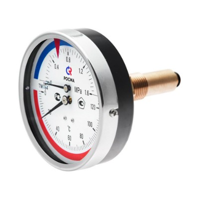 Термоманометр ТМТБ-41T Dy 100 с задним подключением, 1/2", 10 бар, 0°-120°C (1/24)