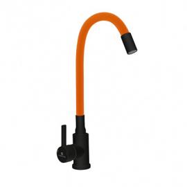 G016092 Gota Rocio DW7105-Z11 Смеситель для кухни с гибким  силиконовым изливом Black&White оранжевый